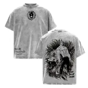Seven Deadly Sins Escanor Oversized Washed T-Shirt – “Who Decided That” Pride Sin Retro Graphic Tee, Heavy Cotton Unisex Anime Streetwear Crewneck Fabric Tshirt