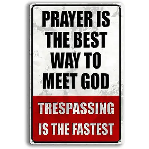 Funny Character-Based Metal Sign - No Trespassing Private Property, Large Display, No Soliciting, Durable Steel Decorative Plaque for Yard, Home Decor Supplies (Porch, Wall Hanging Use)