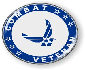 [Officially Licensed Product] - Air Force Combat Veteran 3D Domed CAR Emblem Badge Sticker Round