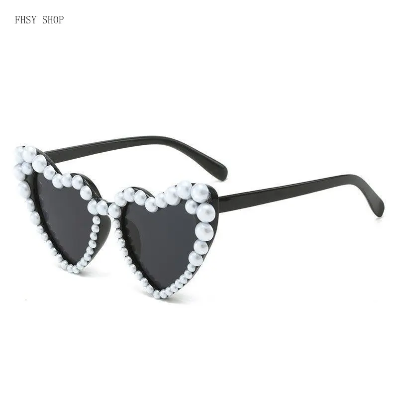 FHSY SHOP Pearl Trim Heart Non-Prescription Glasses - UV400 Protection, Non-Prescription Eyewear for Bridal Showers, Wedding Photo Booth Props, Non-Prescription Non-Prescription Glasses