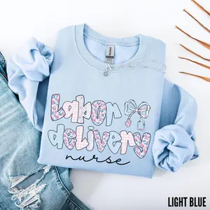 Coquette Labor and Delivery Nurse Short Sleeve T-shirt OR Sweatshirt, labor and Delivery Nurse Shirt, L and D Nurse , LD Nurse tee, RN Sweatshirt Cotton