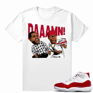 Cherry 11's shirts to match Sneaker Match Tees White "DAAAMN"