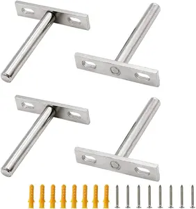 4 count 3 Inch Floating Shelf Bracket Blind Shelf Bracket  Brackets for Floating  Shelves - Screws and Wall Plugs Included