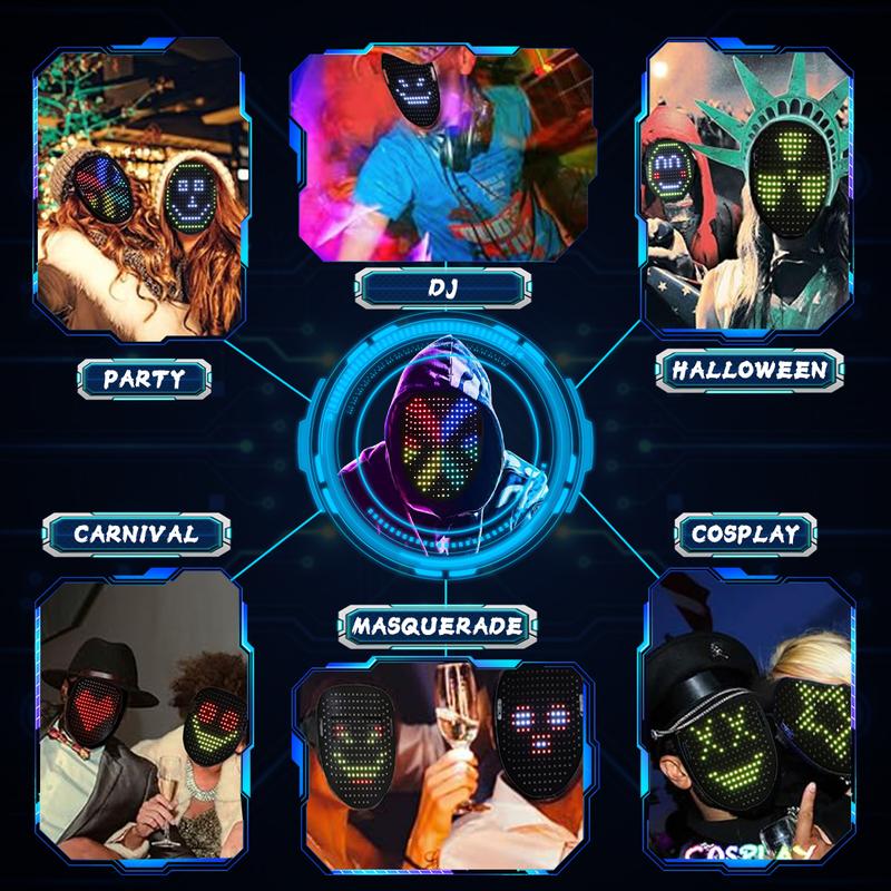 LED Mask, Light Up Mask with Gesture Sensing, Unisex LED Halloween Mask with 50 Patterns Glow, Costume Cosplay Party Masquerade, Halloween Gift