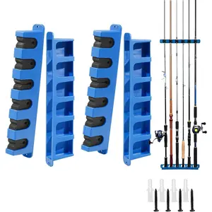 Vertical Fishing Rod Holder for Garage 2 Pack (12 Rods) Wall Mounted Fishing Pole Rack with Soft EVA Foam Grip, Interlocking Modular for Home Shed Boat, Perfect Fishing Gifts