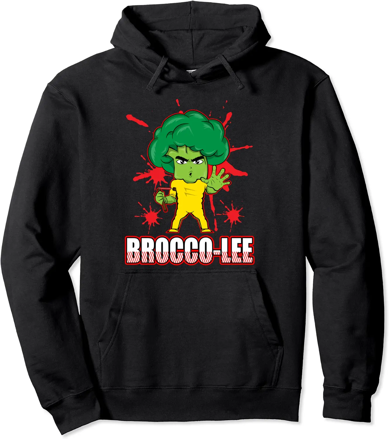 Kung Fu Brocco-Lee Broccoli Vegan Vegetable Pullover Hoodie - Margaritahe Shop 61B09J2NCW34