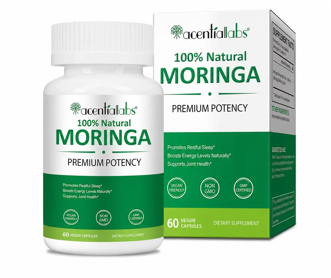 Moringa 800 mg Premium Veggie Capsules | 60 Capsules | Vegan | Non-GMO | Herbal Supplement