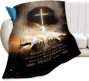 Christian Blanket Cross Hand of God Throw Blanket for Men Kids Teenagers Soft Cozy Warm Fuzzy Fleece Religious Christ Decor Blanket Gifts for Boys Women Girls Couch Sofa Bed 50"X40"