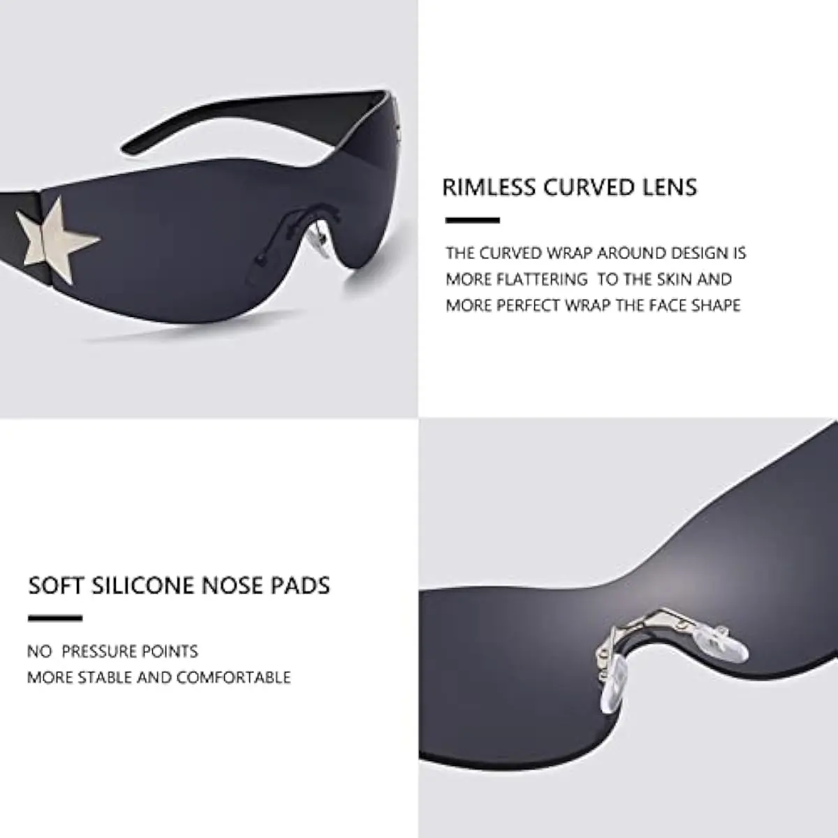 Y2K Sunglasses for Women Men Wrap Around Fashion Sunglasses 