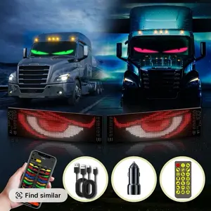 Devil Eyes For Car Programmable Bluetooth APP Control 14.6x3.6 Inch Customizable Text Illuminated Emblem Decoration LED Lights Dashboard Decor