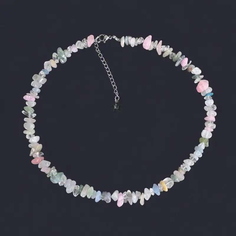 Quartz & Morganite Crystal Bead Necklace