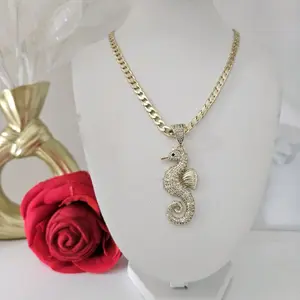 valdiviajewelry #2394 Seahorse necklace and pendant, 14k gold plated, High Quality