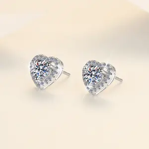 PYQ New Pear-Shaped All Moissanite Stud Earrings, S925 Silver Wide Halo Light Luxury, Drop Shipping