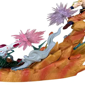 Anime battle scene collection-epic battle statue with energy effect base, suitable for holiday gifts for boyfriends and personal collection of DBZ fans-home decoration.