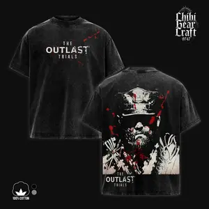 The Outlast Trials Graphic Shirt Leland Coyle Bloody Ex-Pop Vintage Washed Oversized T-Shirt Survival Horror Hoodie Grunge Edgy Streetwear Y2K Merch Tee Gift For Horror Fan Clothes