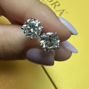 4.00 ct Moissanite Stud Earrings in 14 kt Martini Setting Anniversary Birthday Daily Wedding Engagement Anniversary Daily Birthday Wedding Auspicious