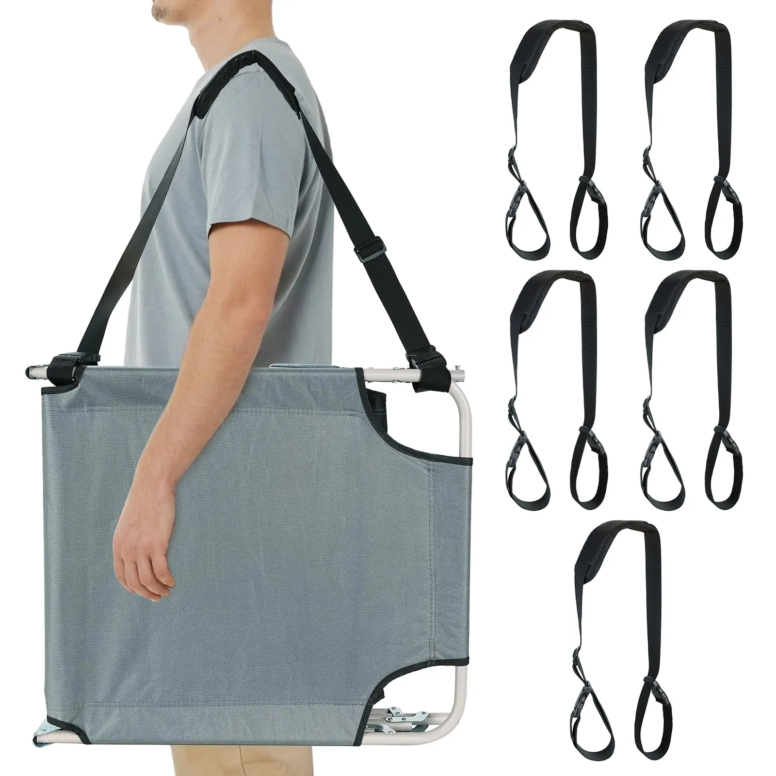 5 Pcs Carry Strap for Beach Folding Chair, Adjustable Beach Chair Straps Shoulder Carrying Straps for Folding Chair Umbrella Backpack Camping Picnics Outdoor Foldable Bikes