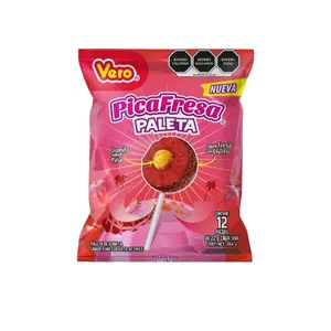 Vero Pica Fresa Paleta Vero - 12 Pieces of Gomita Fina with Chili Pepper Coating - New Flavor Candy