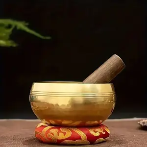 Hand Hammered Tibetan Singing Bowl Set, 1 Set Meditation Singing Bowls with Random Color Wooden Stick, Suitable for Yoga, Healing, Chakra Balancing, Percussion Instrument