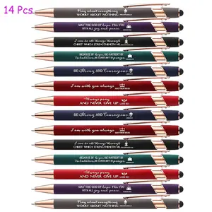 14/28 Pcs Bible Verse Pens Ballpoint, Fun, Motivational Pens, Christian Stylus Pen with Inspirational Quotes, Bible Verse for Touch Screens, Touch Screen Use Women, Men, Christmas Church Sunday, School, Office, Office Stationery