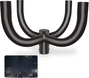 Bullhorn Tenon Adapter Bracket, with 2-3/8" 4 Arm for Round Pole 90 Degree Quad Mounting Bracket for Slip Fitter Fixture Parking Lot Light Pole Street Area Mount (Sturdy Durable Heavy Duty)