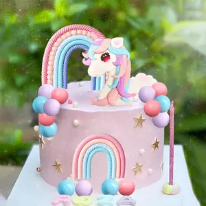 LaVenty cake shed cake topper gender revealUnicorn Cake Decoration Rainbow Topper for Girls Birthday Party Favors 2 Colorful Toppers 1 White Unicorn Figurine 5 Purple Balls 5 Pink Balls 5 Blue Balls Dreamy Magical Vibe Cake Decorating Supplies Caketoppers