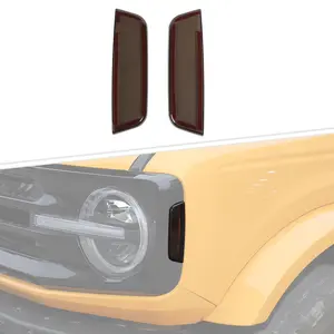 Front Side Light Lamp Decor Cover Trim Guard for 2021+ Ford Bronco, 2-Piece Set, DIY Install, Laser-Cut, UV Resistant Automotive Car Light Covers