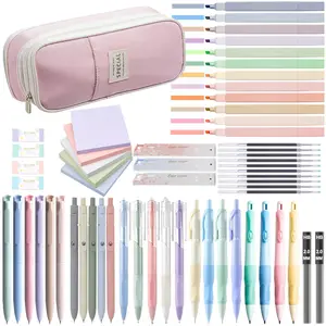 Aesthetic School Supplies Set, 1 Set Including Highlighter & Gel Pen & Mechanical Pencil & Pencil Case & Accessories, Cute Stationery Set, Art Materials, Student Essentials