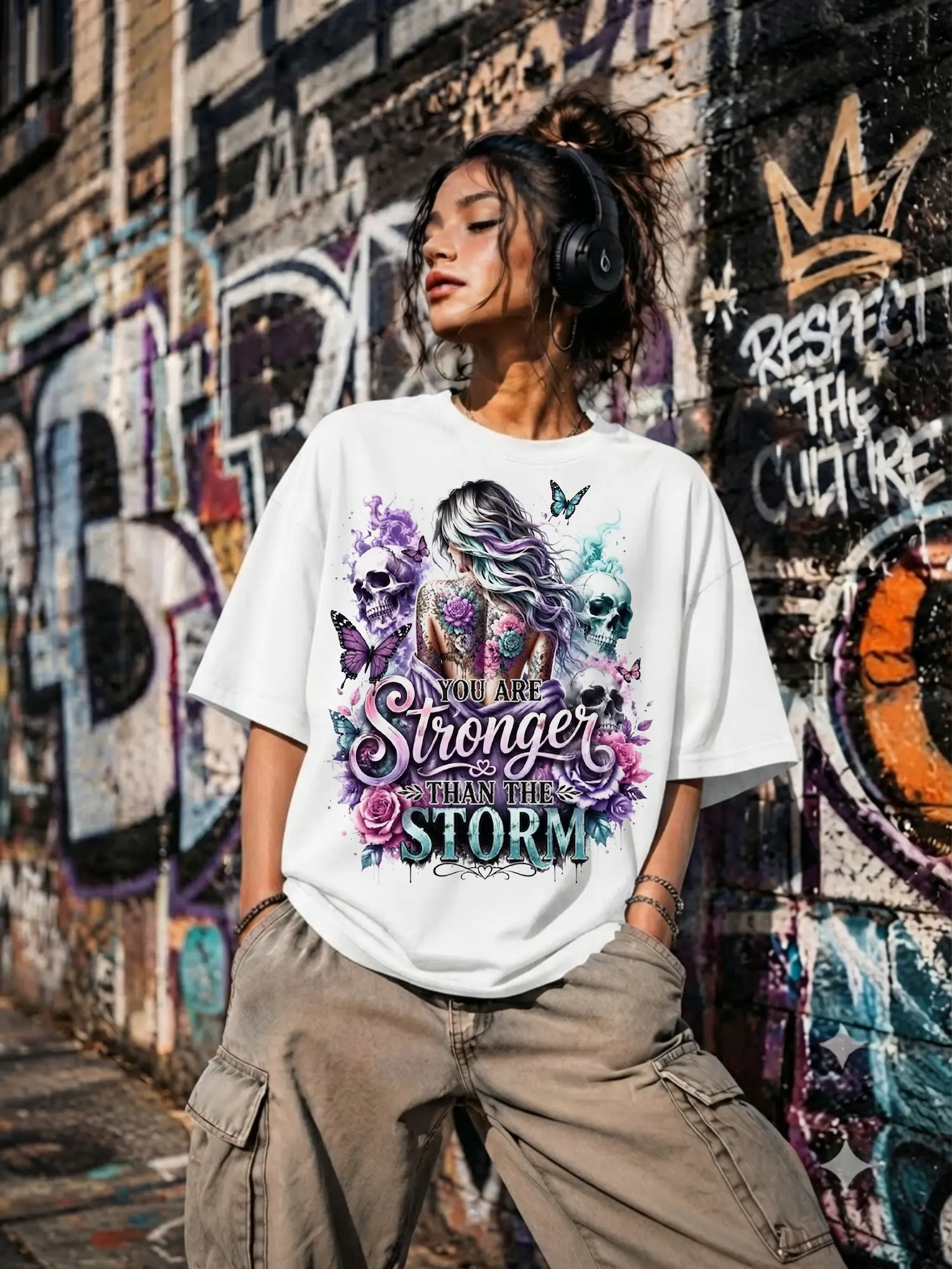 Tattooed Girl Oversized Graphic T-Shirt, Alternative Streetwear Tee, Tattoo Girl Cotton Shirt, Gothic Rebel Aesthetic Outfit, Vintage Casual Style, Unisex Fashion, Gift For Tattoo Lovers