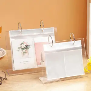 34 68 Pockets Tabletop Picture Rack Photo Display Stand Acrylic Desktop Photo Album Display Stand with up for 3 6 for Home