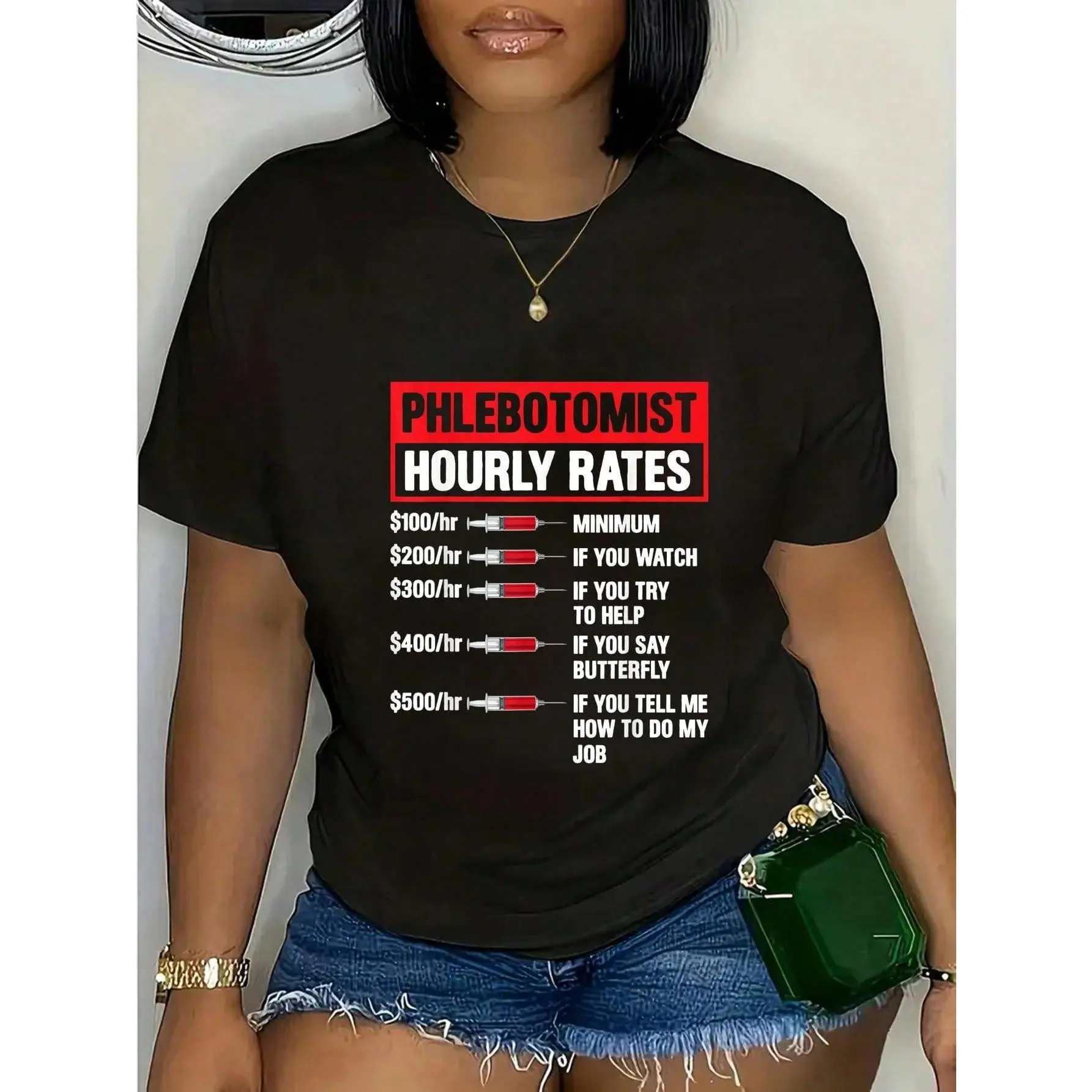 100% Cotton Casual Tshirt Phlebotomist Hourly Rate Phlebotomy Men Women Novelty T-Shirt graphic tees men crop tops summer outfits for men summer tops T-Shirt