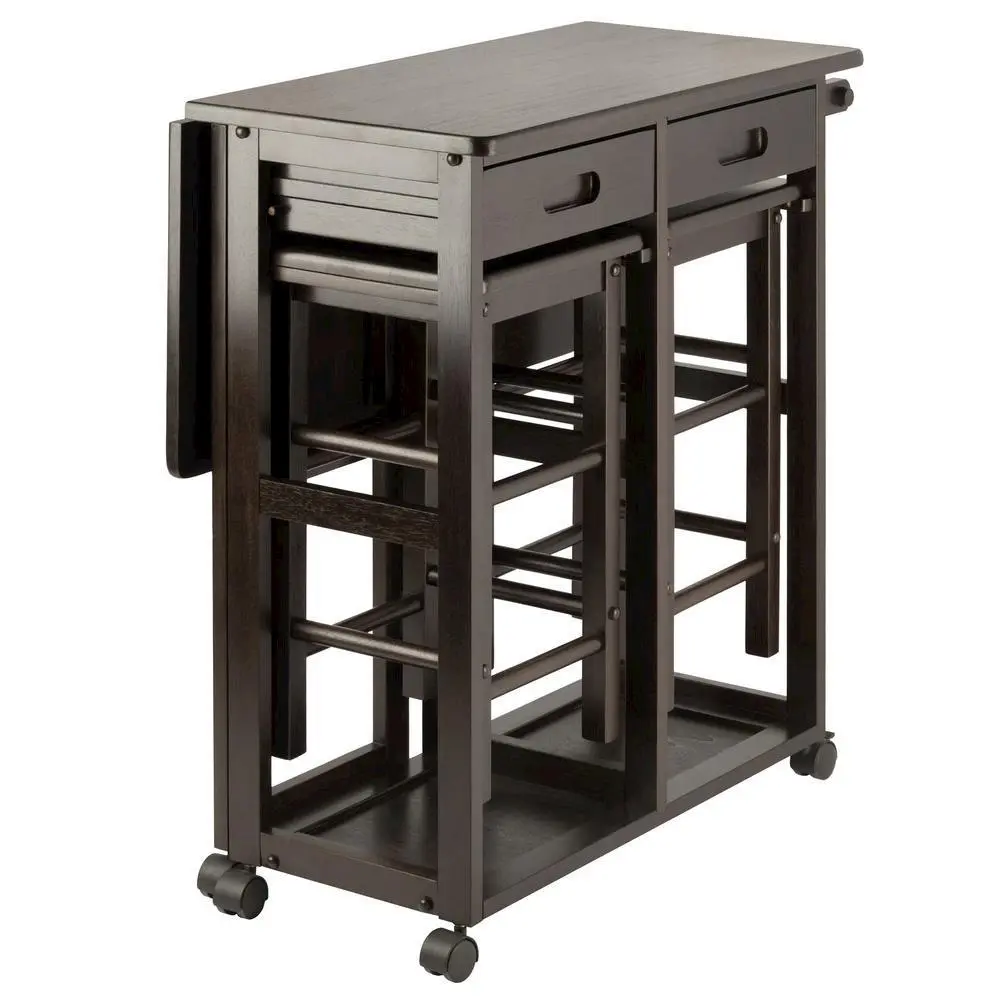 Coffee Folding Dining Table with Chairs – Compact Foldable Set for Two