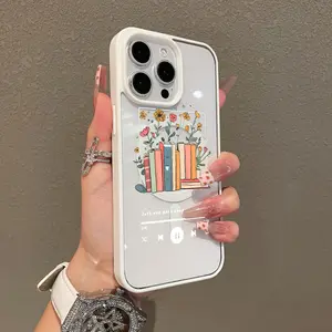 Magnetic Compatible Case for iPhone 16 E Pro Max 15 Plus 14 13 12 11 XS XR, Floral Books Illustration Aesthetic Print | Shockproof, Silicone, Lightweight, Scratch Resistant, and Trendy Protection