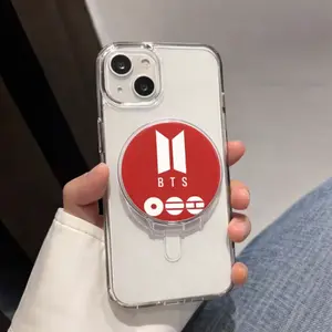 Bantn Logo Red Phone Grip Kpop Style Phone Stand Holder Cute Aesthetic Phone Accessory For iPhone Samsung Gift For Kpop Fans And Kpop Lovers