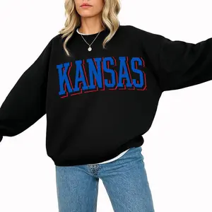 Kansas Retro College Style Crewneck Pullover Sweatshirt