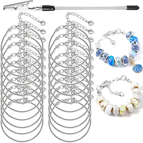 20Pcs 6.3 Inch Sliver Bracelet with Brac