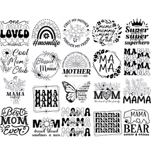 UV DTF Cup Wraps - 20 Sheet Mom UV DTF Transfer Stickers, Mama UVDTF Cup Wraps for 16 oz Glass,  Mom Black Waterproof Transfer Sticker, DIY Crafts, Decal Sticker