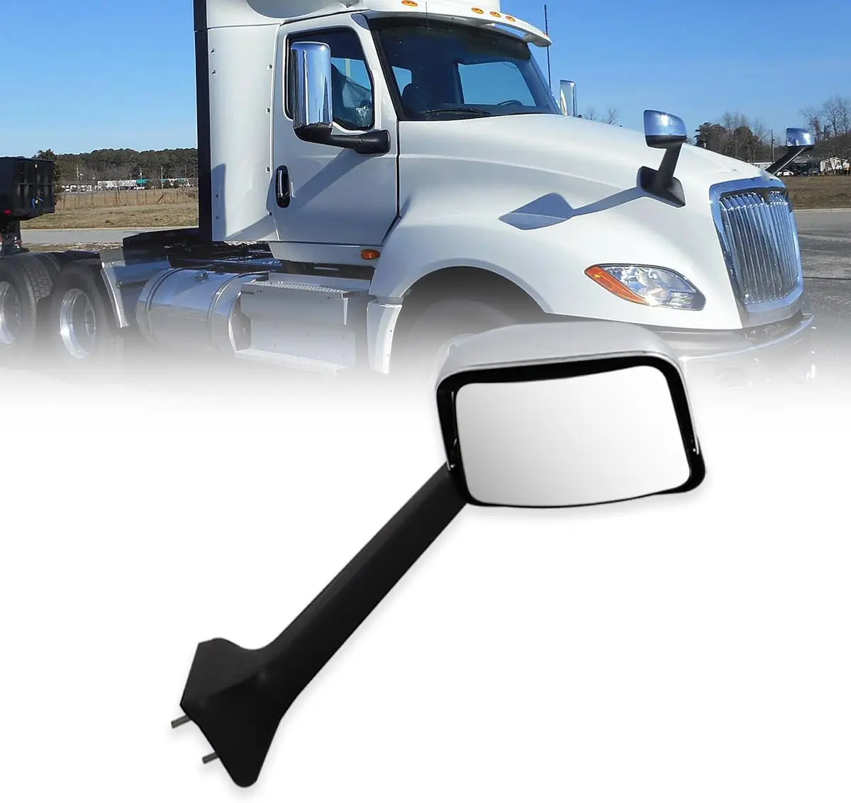Chrome Hood Mirror Replacement for International LT625 2018+ OE International LT625 Mirror Accessories (Right)