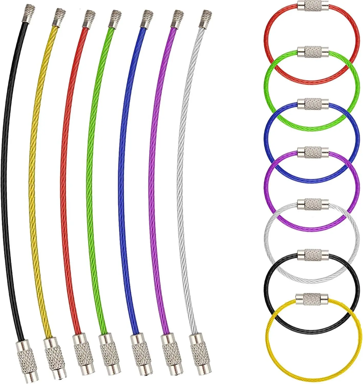 Loop 14 count 6.3/4.3In Stainless Steel Wire Rings for Hanging Luggage Tag Keyrings ID Keepers Colors/Black/Sliver