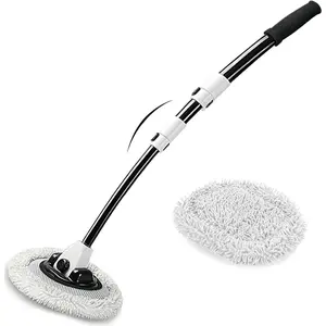 15°   Curved Car Wash with Long Handle 43" Microfiber Cleaning Mop Telescopic Extension Pole for Caravan RV Truck Auto SUV Wheel Boat Exterior 2 in 1 Carwash Duster Not Hurt Paint Scratch Free