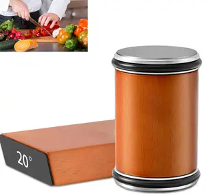 Wooden Rolling Knife Sharpener Tool,kitchens Portable Rolling Knife Sharpeners Kit, Kitchen Knivies Sharpener With Diamond And Ceramic For Steel, Knife Sharpening With 15 And 20°, Angle Base For Kitchen Knives, Selected Present For Kitchen Enthusiasts