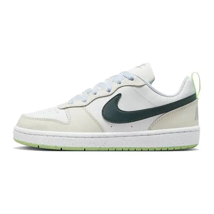 Nike Court Borough Slip Resistant Abrasion Low Top Kids'' Skateboarding Shoes White Versatile Durable Non-slip FV8121-131