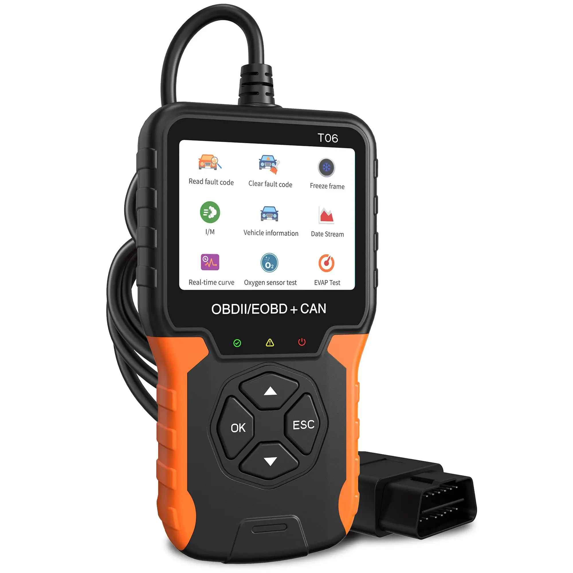 Car OBD2 Scanner Check Engine Code Reader with Reset, Car OBDII/EOBD Diagnostic Scan Tool, EVAP/O2 Sensor Test, I/M Readiness/Live Data CAN Diagnostic