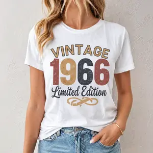 "Vintage 1966 Limited Edition" Graphic T-Shirt Unisex - Classic Anniversary Milestone Statement Top - Retro Commemorative Aesthetic Apparel - Soft Breathable Regular Length Graphic Shirt - Unique Professional Detail Crew Neck Tee
