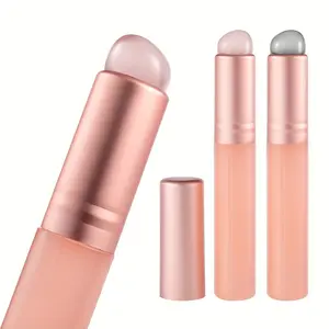 2-Piece Silicone Lip Brush Set with Protective Caps - Soft, Mini Portable Makeup Design for Precise Lipstick, Concealer, and Eyeshadow Blending Application Precision