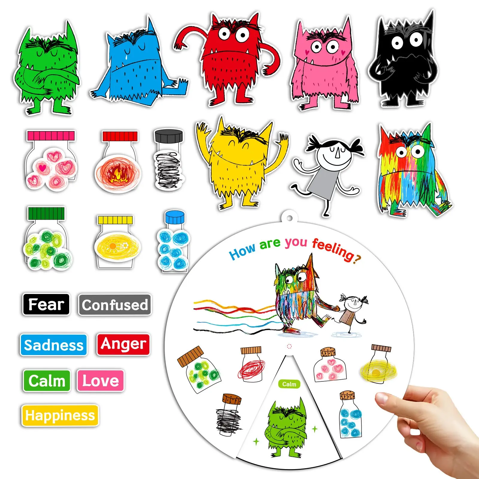 The Color Monster Felt Teaching Aid, Learning Materials, Storytelling Props for Early Childhood Education, Interactive Classroom Tools for Kids