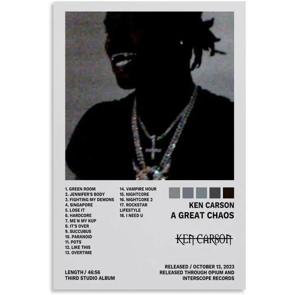 Ken Poster Carson A Great Chaos Music Album Cover Posters for Room Aesthetic Wall Art for Teens Room Decor Unframe