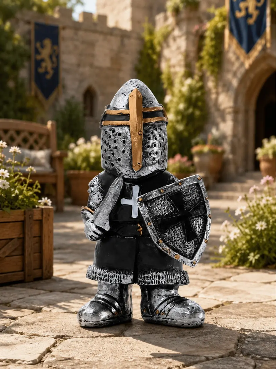 The Armored Kingdom Widowmaker Knight Resin Collectible Statue - 5.9in/5.9" Tall Hand-Painted Medieval Warrior Figurine with Dark Crusader Armor, Shield, Sword, Weather & UV Resistant Coating, Protector, Ideal for Collectors, Home Decor Display, 3D Decor
