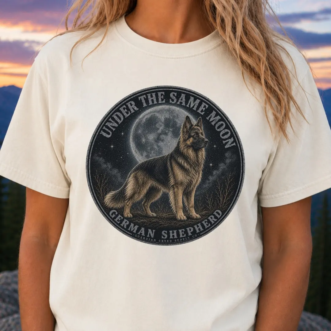 German Shepherd Long Haired Full Moon Vintage Tee — Shepherd Gift Comfort Colors