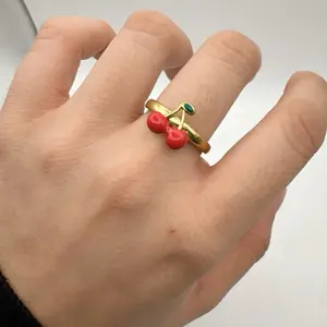 Cherry Adjustable Ring Gold Plated High Quality Fashion Jewelry for Women